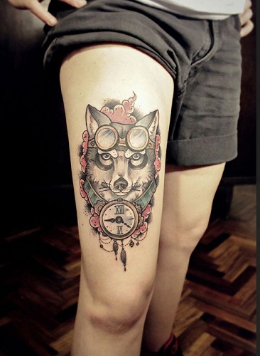 Animal Face Tattoo For Legs