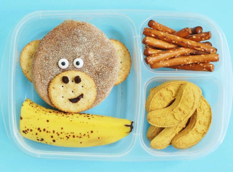 Lunchbox Idéer Barn Elementary School Lunchbox Monkey Cake Crackers Banankakor
