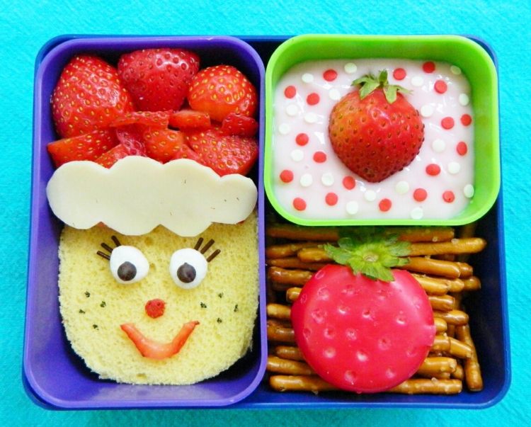 Cool matlåda idéer för barn flickor fairy yoghurt frukt bulle ansikten