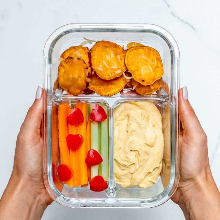 Lunchboxidéer för barn Lunchbox Hummuspotatis Grönsaker