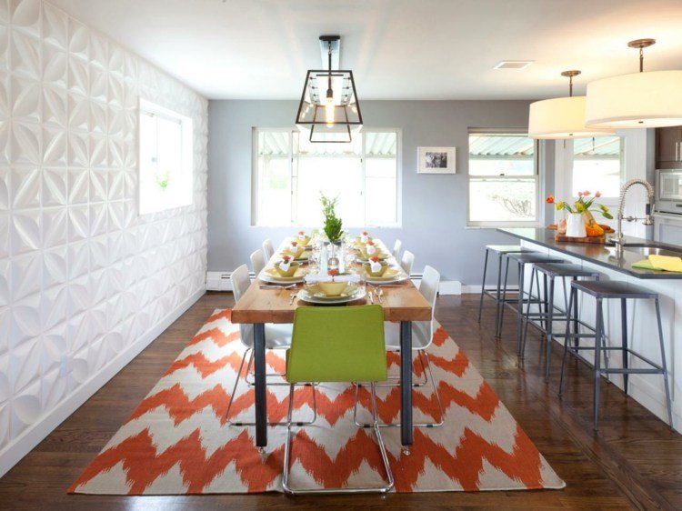matsal matta modern sicksack orange vita väggpaneler 3d