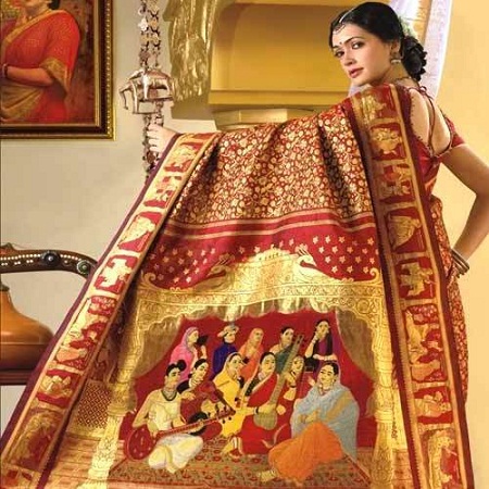 Red Silk Kancheepuram Saree Για Γαμήλια Συλλογή