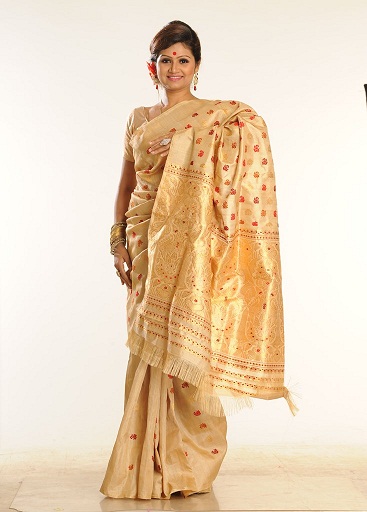 Pure Golden Assam Silk Sari