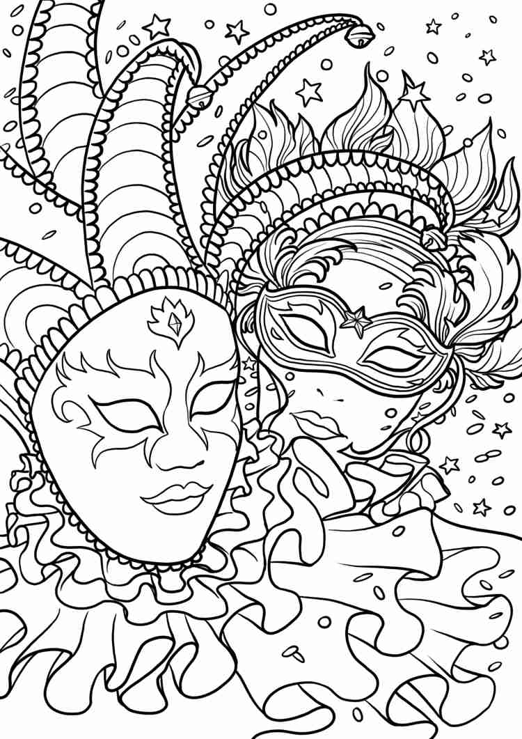 Karneval målarbok för barn Venedig masker