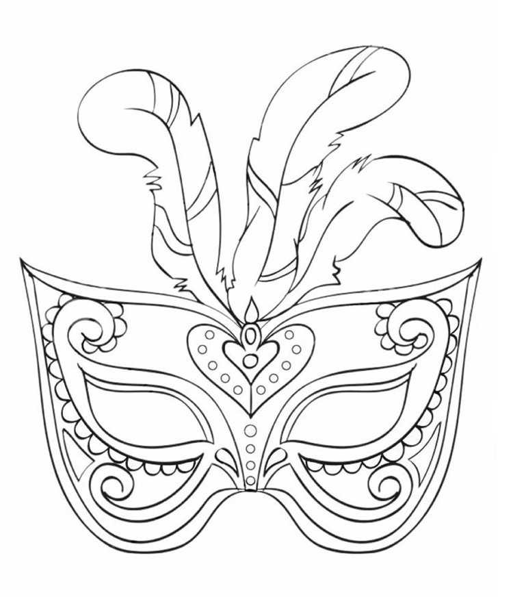 Mardi Gras Mask målarbok fjäder