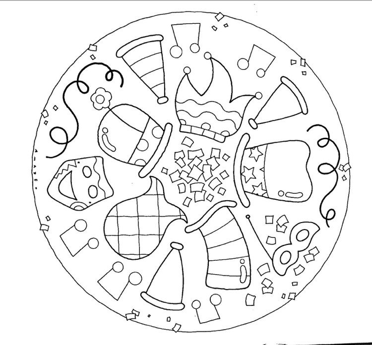 Mardi Gras mandala för färgning av barn
