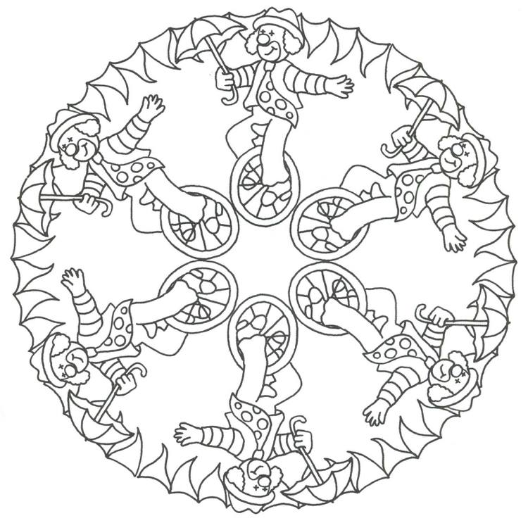 Färglägg karnevalbilder mandala clown