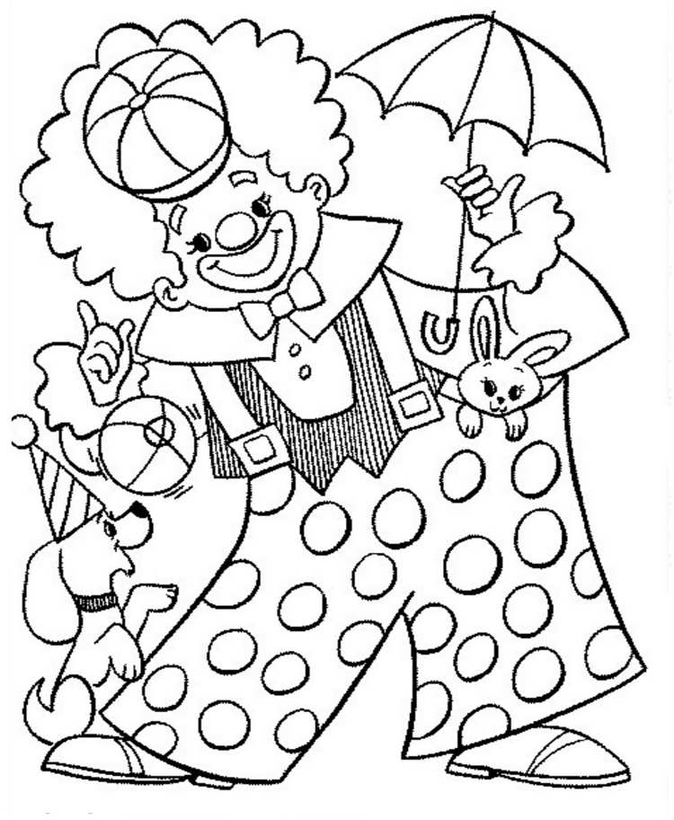 Clown Färgbild Djur Barn Gratis Utskrift