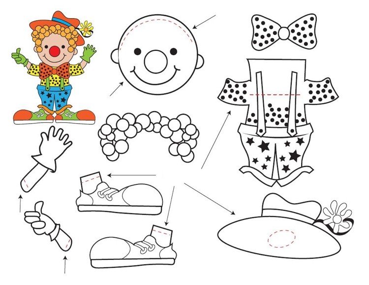 Färgning clown montera delar