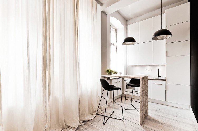 Fönsterridåer idéer kök-modern-golv-längd-vit-genomskinlig-liten-kök
