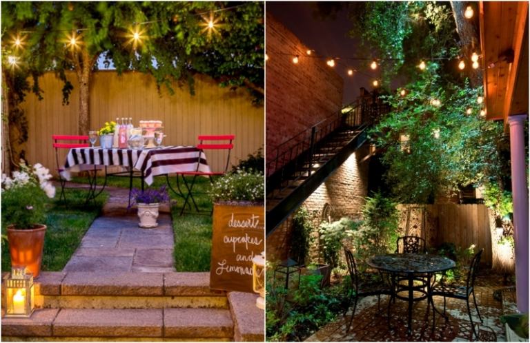 Trädgårdsbelysning idéer sommarfest fairy lights atmosfär