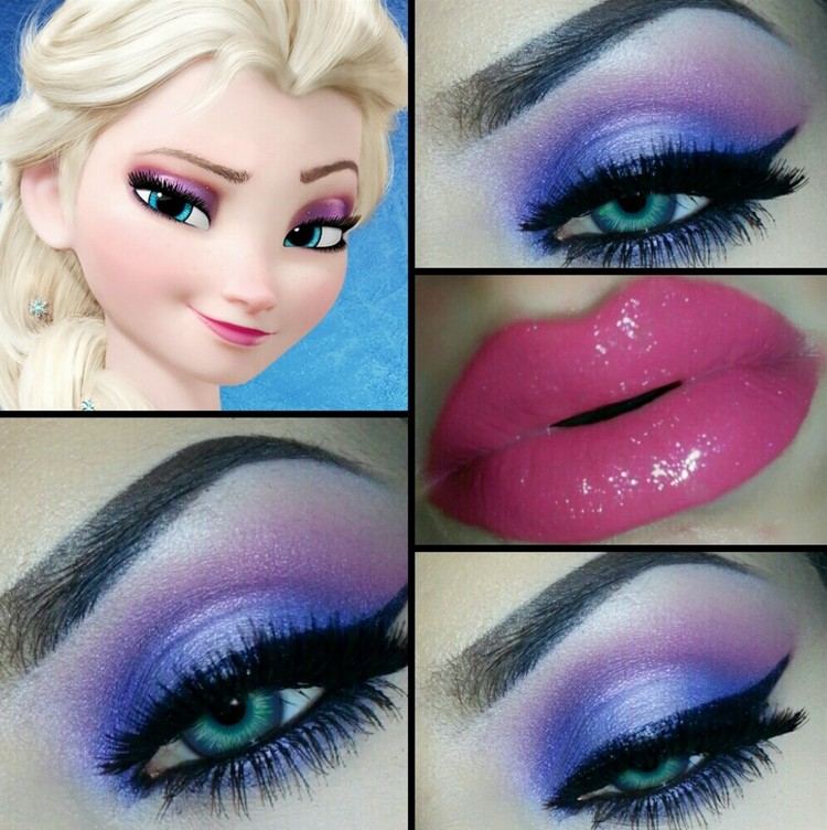 Halloween-smink-frisyrer-Disney-prinsessa-ögon-läppar-smink