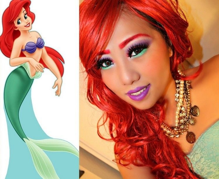 Halloween-smink-frisyrer-Disney-prinsessa-rött-hår-Ariel