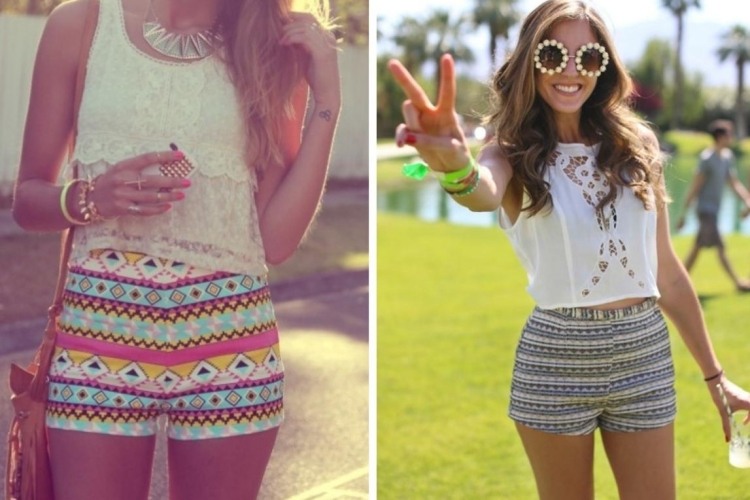 Hotpants outfit sommar-aztec mönster-crop-tops-festival-humör