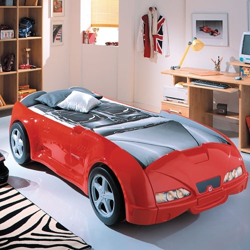 Tonåring säng säng bil design röd bil spjälsäng