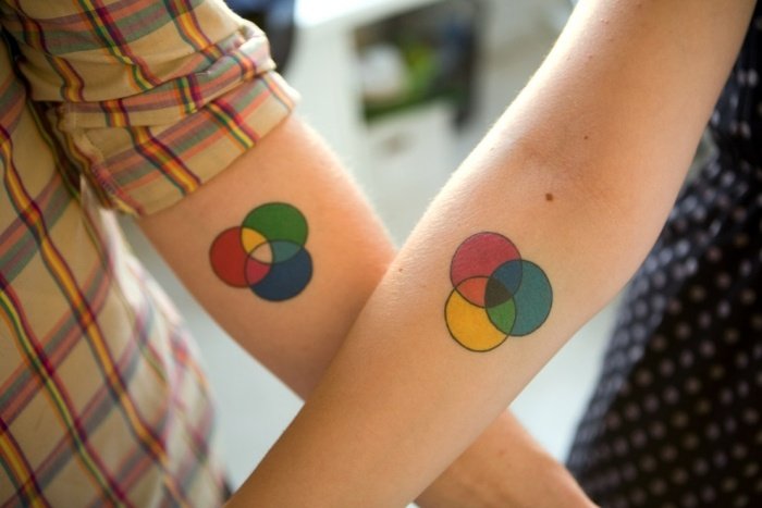Tatuering-idéer-för-par-av-älskare-färg-cirklar-underarm-insida