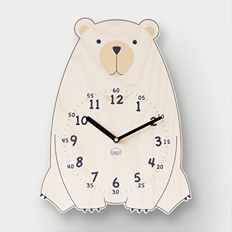 Χαριτωμένο ρολόι τοίχου καφέ αρκούδας