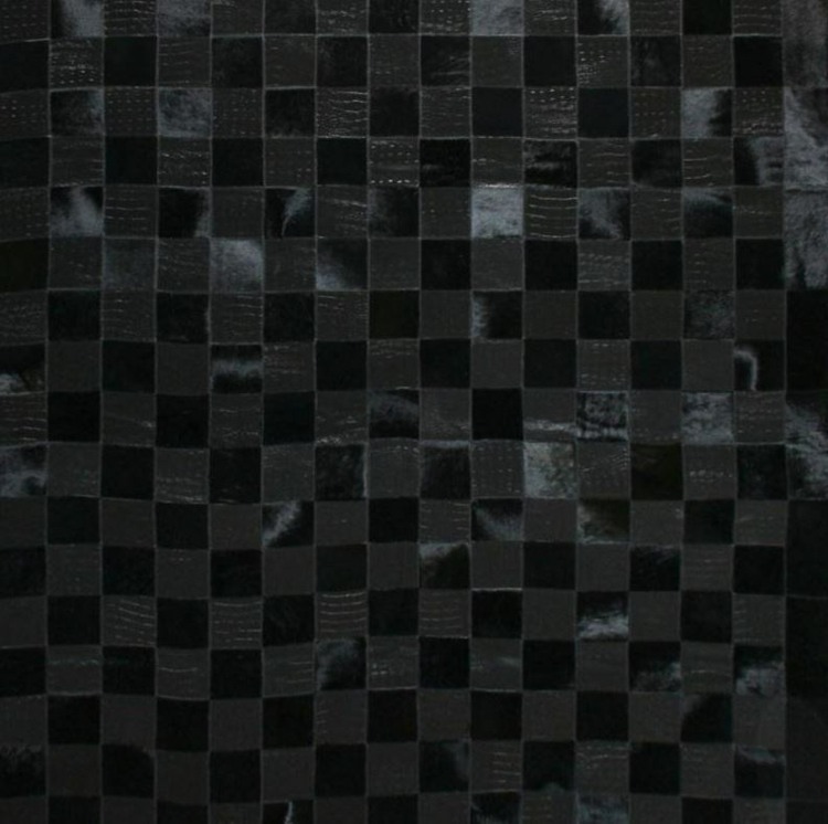 matta lapptäcke svart mocka ebru rutmönster minimalistisk