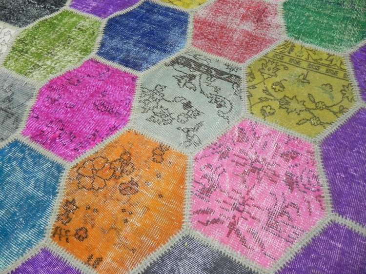 lapptäcke matta färgglada design hexagon honeycomb mönster blommotiv