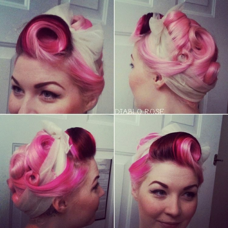 frisyrer rockabilly rosa hår bra updo retro
