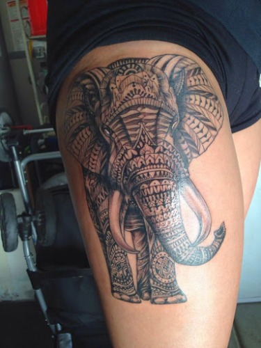 Decked up Elephant Tattoo for Girls Thighs