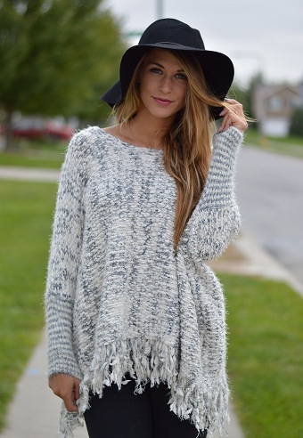 Γυναικείο πουλόβερ με πλεκτές άκρες