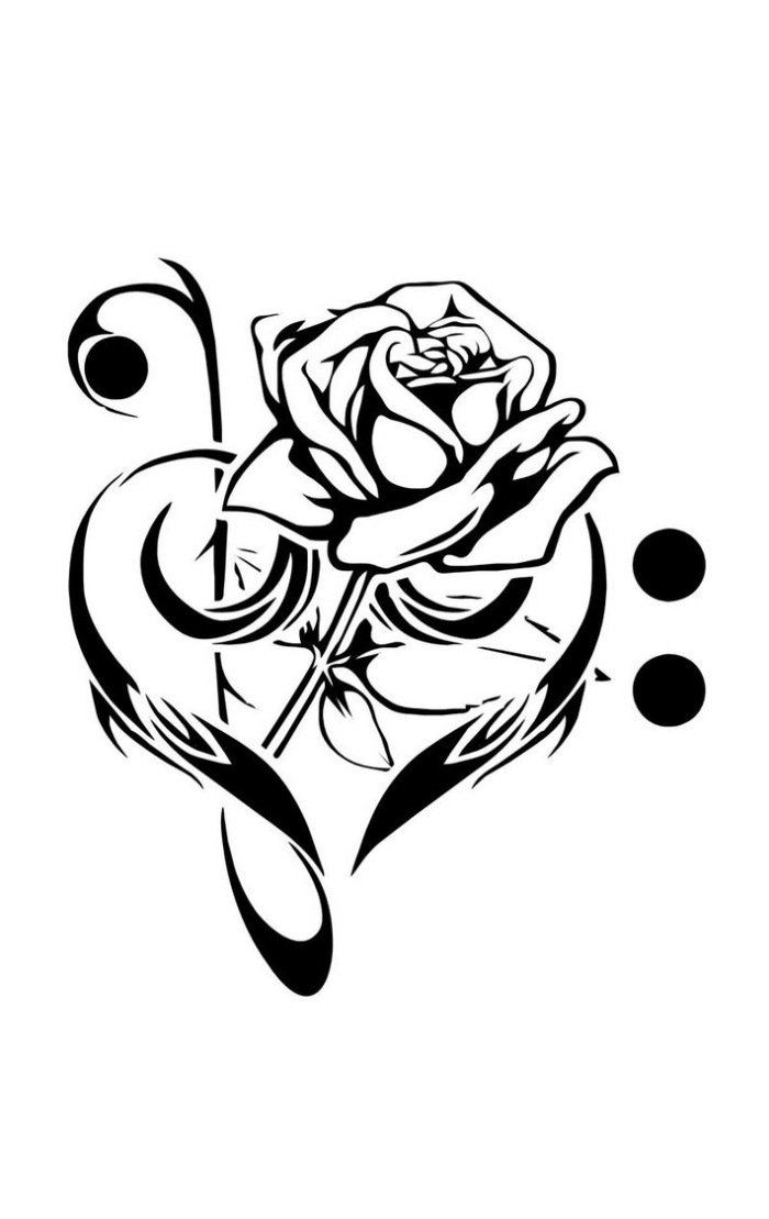 tatuering-mallar-musik-kärlek-ros-nyckel