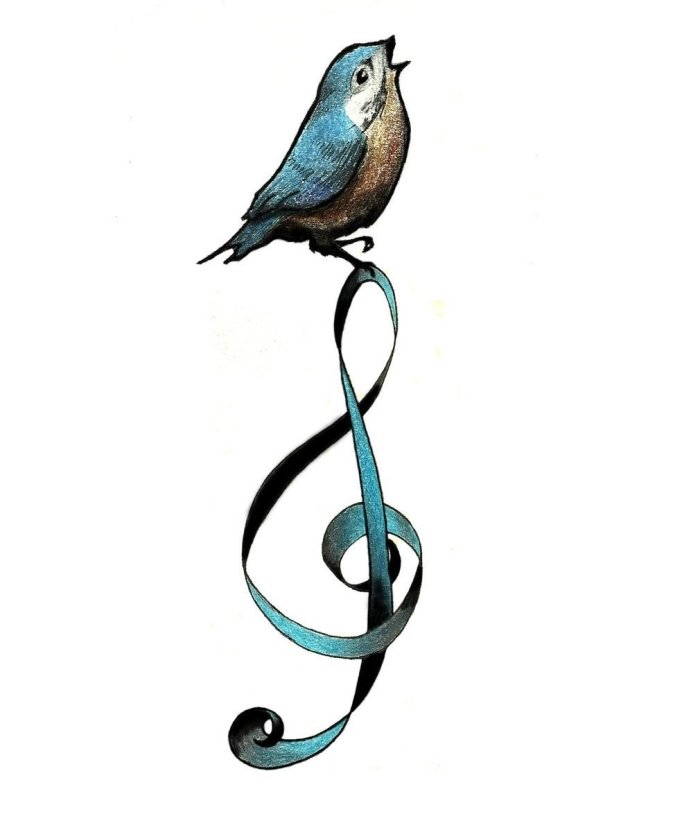 blå-brun-fågel-sparv-nyckel-tatuering-mallar