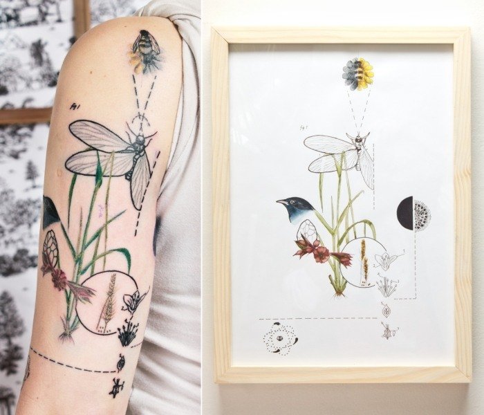 tatuering-idéer-representationer-med-färger-insekter