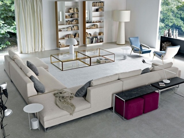 inredningsidéer för vardagsrummet modern-stoppad-soffa-modulär-beige-STOR-MOLTENI-C