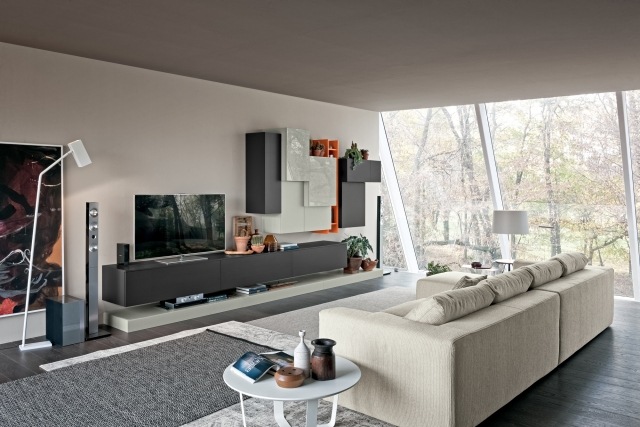 möbleringsidéer-vardagsrum-modern-vägg-enhet-lackerad-grå-LIVE-KONTEMPORÄR-FEBAL