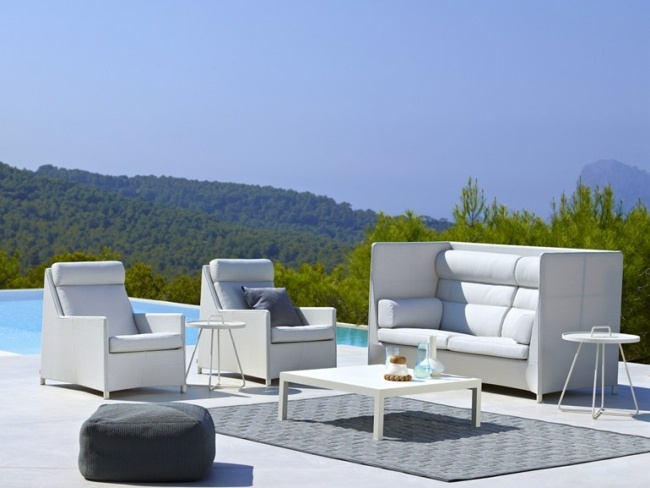 trädgård lounge set möbler soffa fåtölj grå Cane line Diamond