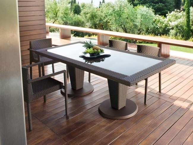 Roberti Rattan Saint Tropez matbord möbler rotting dukad rektangulär glasskiva