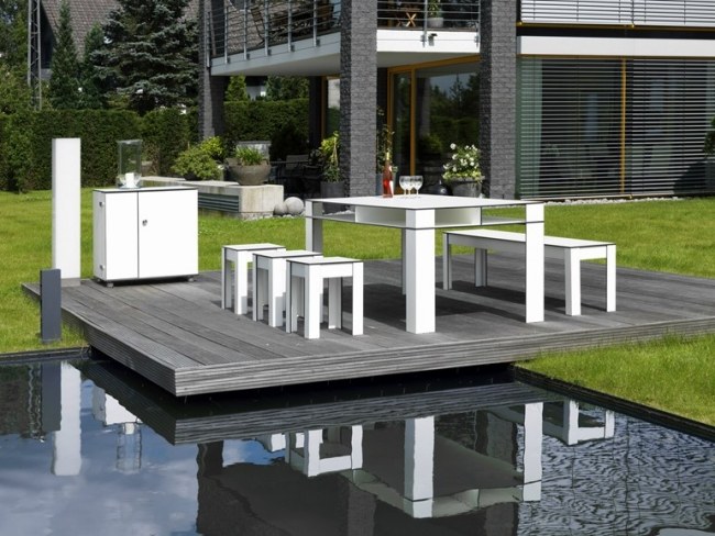 design trädgårdsmöbler matplats utomhusbord vit CITYGARTEN Family Friends hpl