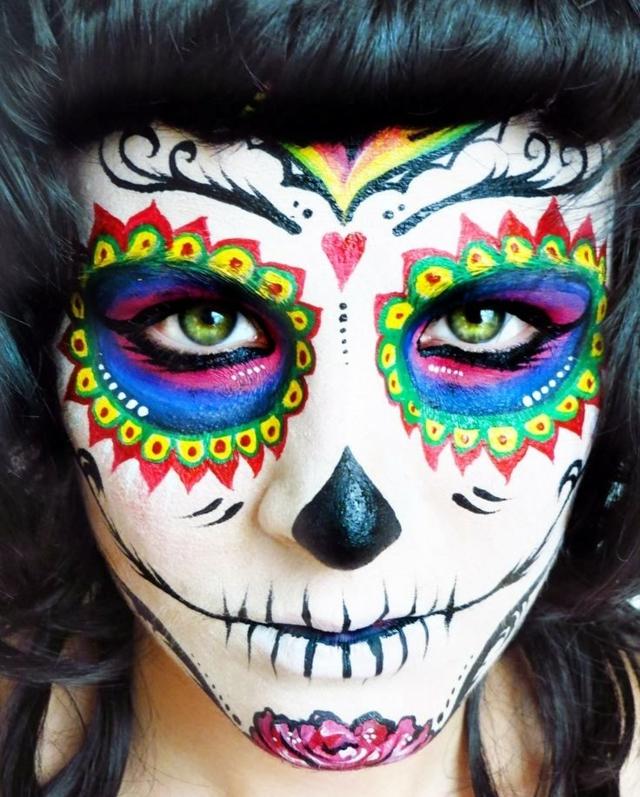 Idéer att måla ansikten färgglad, original Halloween