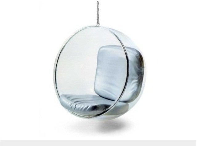 Hängande rund fåtölj-design Eero Aarnio-Bubble Chair-akrylglas