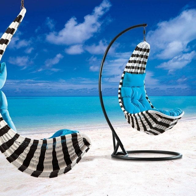 zebra textilier trädgårdsmöbler pool terrass hängande stol ram robust metall