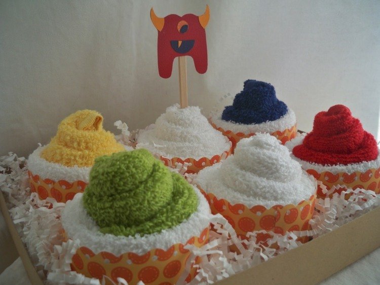 idéer för baby shower cupcakes gåva hantverk idé handdukar