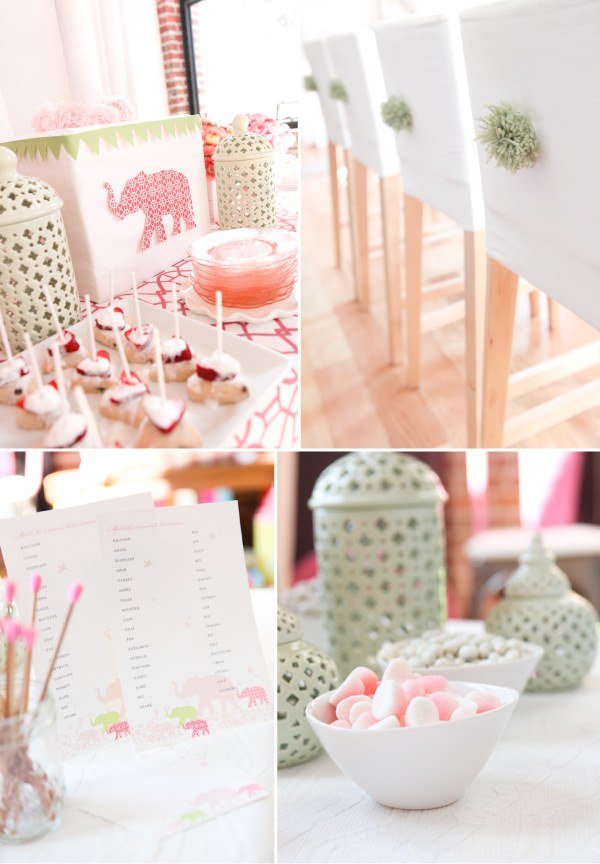 baby shower-dekoration-flicka-rosa-elefant