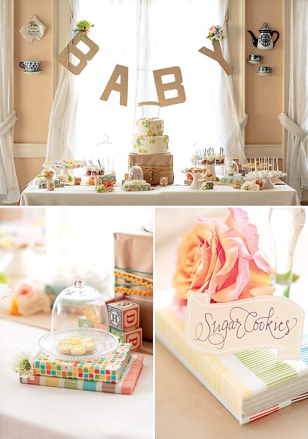 baby shower dekoration böcker leksak tärning banner