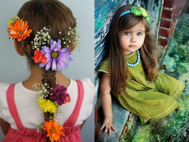 tjej-frisyrer-kreativa-blommor-sommar-blomning-söt