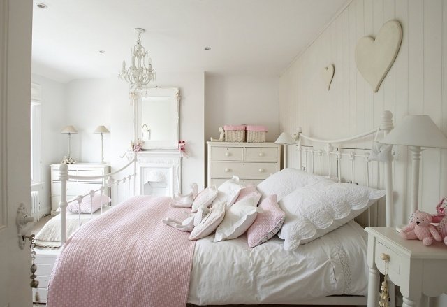 sovrumsidéer design-shabby-chic-vit-rosa-barnrum