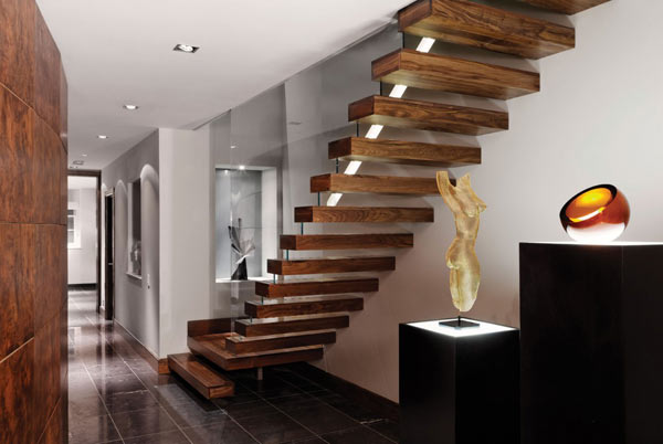 modern-lägenhet-trappor-design-trä-konstverk