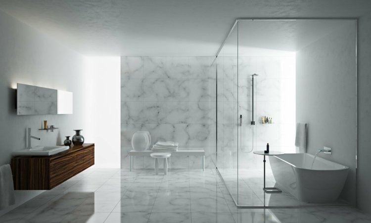 Idéer till badrumsplattor marmor-sten-grå-vit-våt cell-ädel