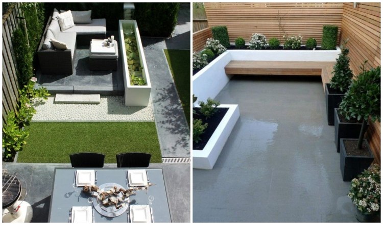 trädgård-idéer-design-modern-grå-golv-vit-putsade-höjda sängar