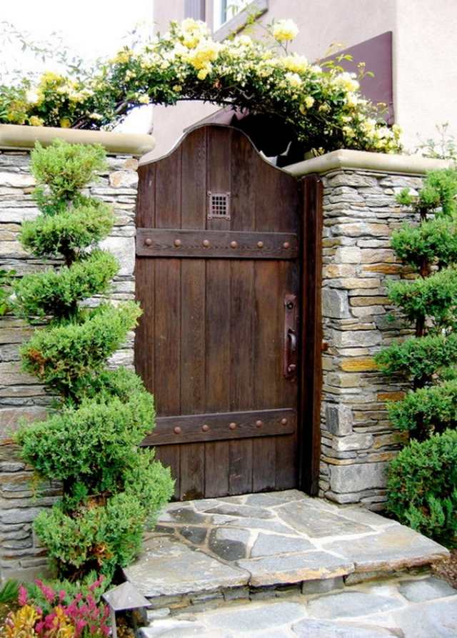 Massiv dörr-trädgård-dörr bygga trä lantlig stil sekretess skärm-vägg