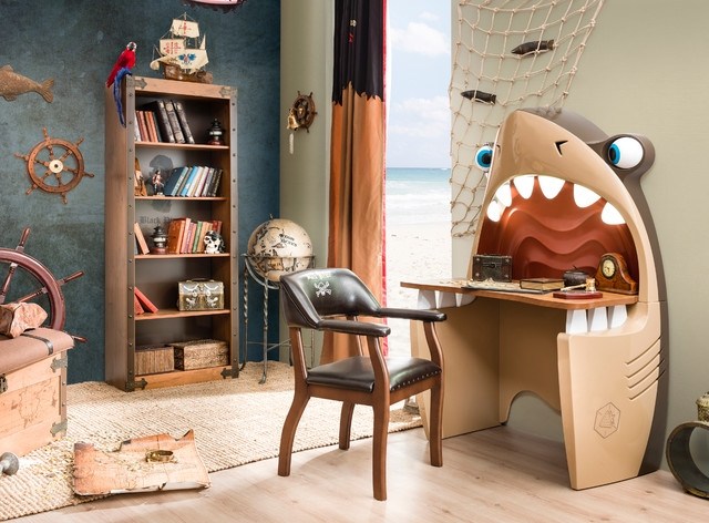 barnrum-möbler-skrivbord-haj-glödande-tänder-turbobeds