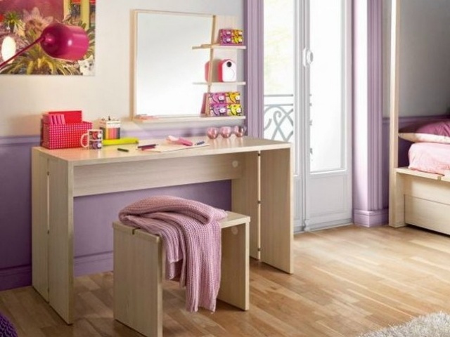 barnrum-idé-möbler-trä-vägg-spegel-med-hyllor-CAMEO-GAUTIER-FRANKRIKE