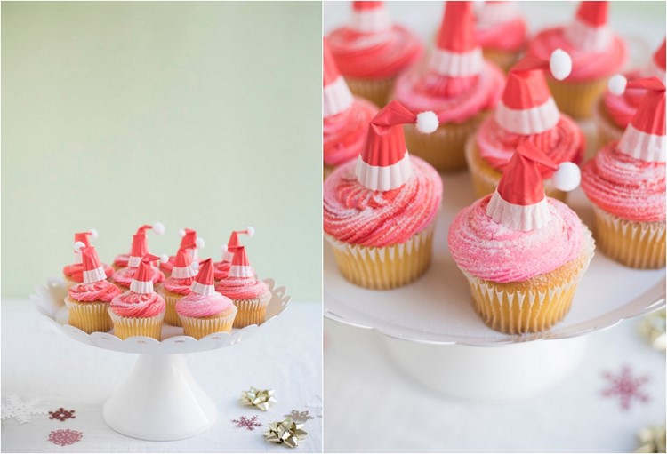 Gör cupcakes dekorativa tomtehattar själv från muffinkoppar