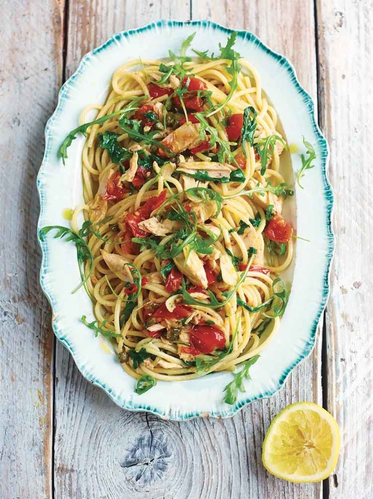 pastasallad Jamie Oliver tonfisk-tomat-ruccola